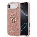 iPhone 17 Air Guess Fixed Glitter 4G Metal Logo Case - Pink