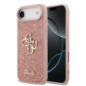 iPhone 17 Air Guess Fixed Glitter 4G Metal Logo Case - Pink