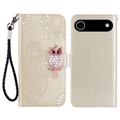 iPhone 17 Air Owl Rhinestone Wallet Case