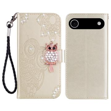 iPhone 17 Air Owl Rhinestone Wallet Case