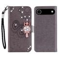 iPhone 17 Air Owl Rhinestone Wallet Case - Grey