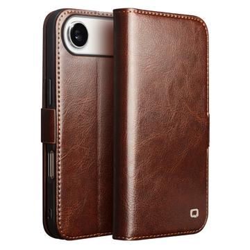 iPhone 17 Air Qialino Classic Wallet Leather Case - Dark Brown