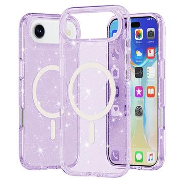 Stylové hybridní pouzdro řady Glitter pro iPhone 17 Air - Kompatibilní s MagSafe - Nachový