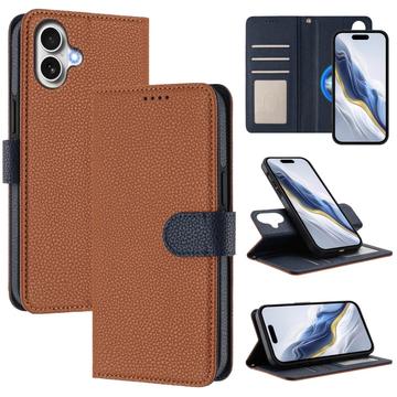iPhone 17 Detachable Wallet Case with MagSafe, RFID Protection & Hand Strap - Brown / Blue