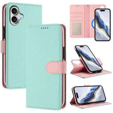 iPhone 17 Detachable Wallet Case with MagSafe, RFID Protection & Hand Strap - Mint / Pink