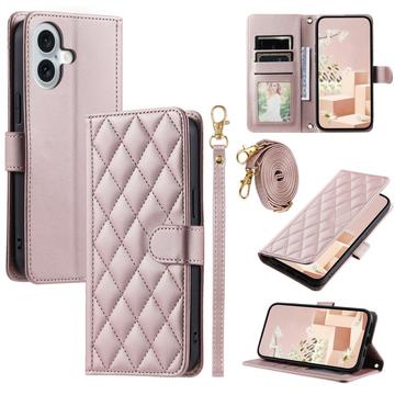 iPhone 17 Luxury Quilted Wallet Case - Rose Gold