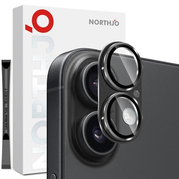 iPhone 17 Northjo Full Protection Matte Metal and Tempered Glass Camera Lens Protector - Black