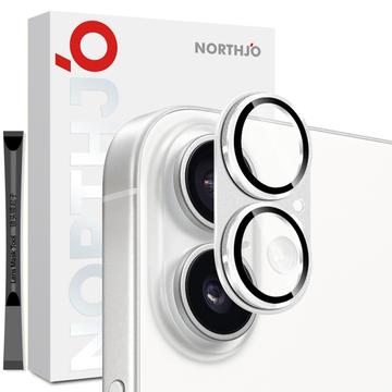 iPhone 17 Northjo Full Protection Matte Metal and Tempered Glass Camera Lens Protector - Silver