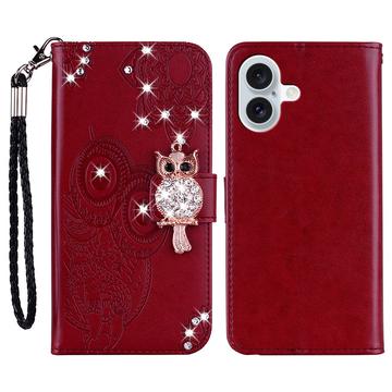 iPhone 17 Owl Rhinestone Wallet Case