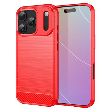iPhone 17 Pro Brushed TPU Case - Carbon Fiber - Red