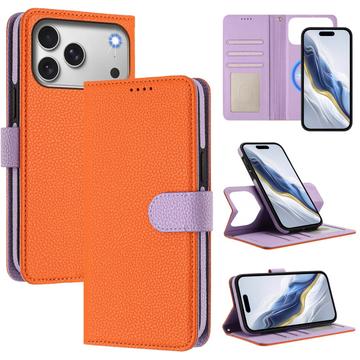 iPhone 17 Pro Detachable Wallet Case with MagSafe, RFID Protection & Hand Strap - Orange / Purple