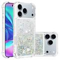 iPhone 17 Pro Glitter Quicksand TPU Case - Silver Hearts