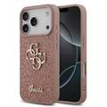 iPhone 17 Pro Guess Fixed Glitter 4G Metal Logo Case - Pink