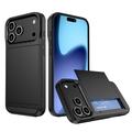 iPhone 17 Pro Hybrid Case with Sliding Card Slot - Black