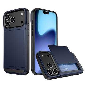 iPhone 17 Pro Hybrid Case with Sliding Card Slot - Dark Blue
