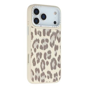 iPhone 17 Pro Jaucase Leopard Print Magnetic Hybrid Case - White