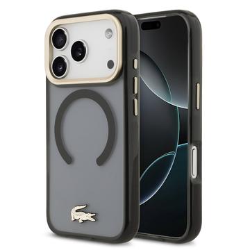 iPhone 17 Pro Lacoste Frosted Finish Gold Logo Hybrid Case - MagSafe Compatible - Black