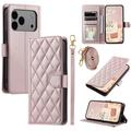 iPhone 17 Pro Luxury Quilted Wallet Case - Rose Gold