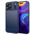 iPhone 17 Pro Max Brushed TPU Case - Carbon Fiber - Blue