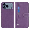 iPhone 17 Pro Max Elegant Retro Wallet Case with Rotating Card Holder - Purple