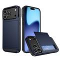 iPhone 17 Pro Max Hybrid Case with Sliding Card Slot - Dark Blue
