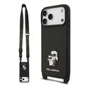 iPhone 17 Pro Max Karl Lagerfeld Saffiano Crossbody Metal Karl & Choupette Case - Black
