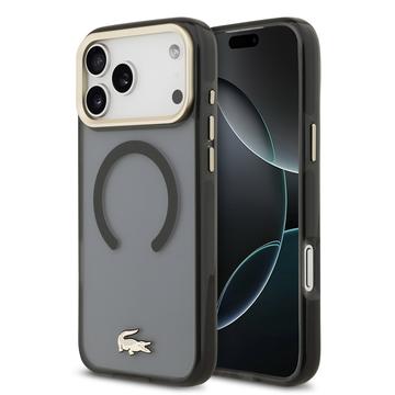 iPhone 17 Pro Max Lacoste Frosted Finish Gold Logo Hybrid Case - MagSafe Compatible - Black