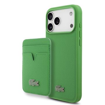 iPhone 17 Pro Max Lacoste Iconic Petit Pique MagSafe Case & Magnetic Card Holder - Green