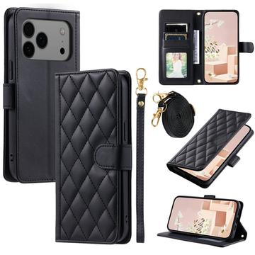 iPhone 17 Pro Max Luxury Quilted Wallet Case - Black