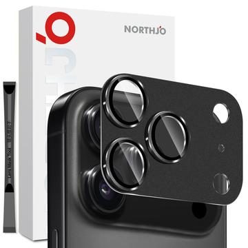 iPhone 17 Pro Max Northjo Full Protection Matte Metal and Tempered Glass Camera Lens Protector - Black
