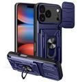 iPhone 17 Pro Max Rotary Ring Hybrid Case with Camera Shield - Blue