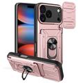 iPhone 17 Pro Max Rotary Ring Hybrid Case with Camera Shield - Rose Gold