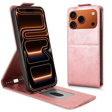 iPhone 17 Pro Max Vertical Flip Case with Stand - Rose Gold