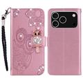 iPhone 17 Pro Owl Rhinestone Wallet Case