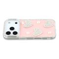 iPhone 17 Pro Sparkling Love and Pearl Hybrid Case - Pink
