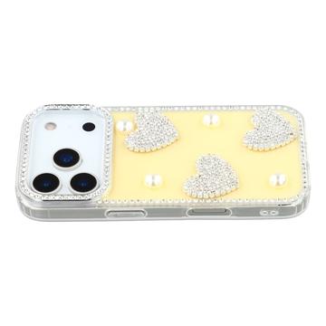 iPhone 17 Pro Sparkling Love and Pearl Hybrid Case - Yellow