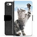 Prémiové peněženkové pouzdro iPhone 5/5S/SE - Kočka