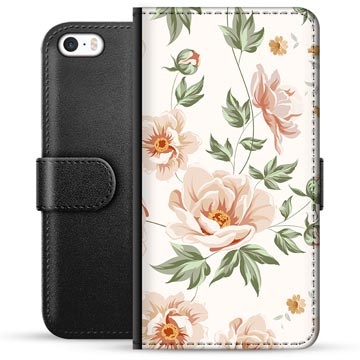 Prémiové peněženkové pouzdro iPhone 5/5S/SE - Květinový