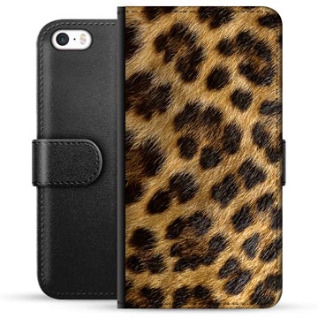 Prémiové peněženkové pouzdro iPhone 5/5S/SE - Leopard