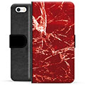 Prémiové peněženkové pouzdro iPhone 5/5S/SE - Červený mramor