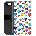 Prémiové peněženkové pouzdro iPhone 5/5S/SE - Hearts