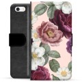 Prémiové peněženkové pouzdro iPhone 5/5S/SE - Romantické květiny