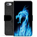 Prémiové peněženkové pouzdro iPhone 6 / 6S - Modrý ohnivý drak