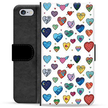 Prémiové peněženkové pouzdro iPhone 6 Plus / 6S Plus - Hearts