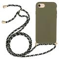 Pouzdro iPhone 7/8/SE (2020)/SE (2022) TPU s Lanyard - vojenská zelená