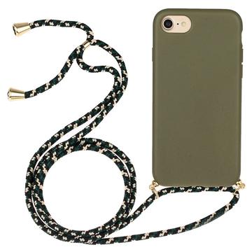 Pouzdro iPhone 7/8/SE (2020)/SE (2022) TPU s Lanyard - vojenská zelená