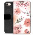 Prémiové peněženkové pouzdro iPhone 7/8/SE (2020)/SE (2022) - Růžové květy