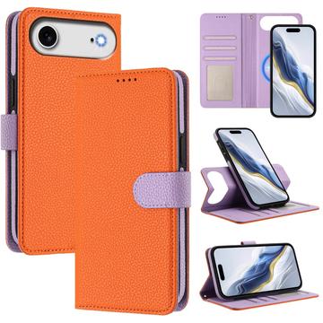 iPhone Air Detachable Wallet Case with MagSafe, RFID Protection & Hand Strap - Orange / Purple