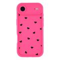 iPhone Air Heart Pattern Shockproof TPU Case with Raised Edges - Hot Pink