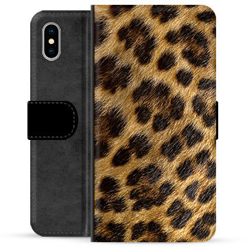 Prémiové peněženkové pouzdro iPhone X / iPhone XS - Leopard